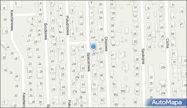 Rybie, Spacerowa, 15, mapa Rybie