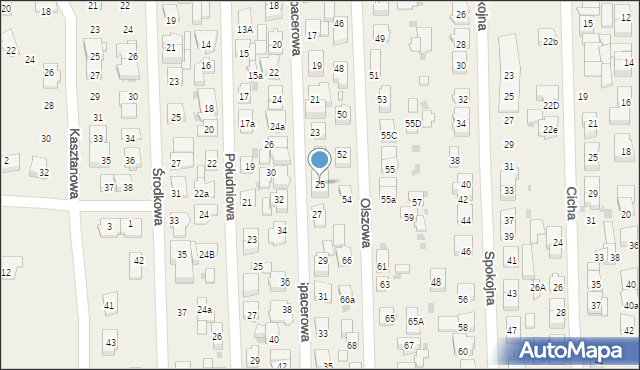 Rybie, Spacerowa, 25, mapa Rybie