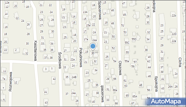 Rybie, Spacerowa, 30, mapa Rybie