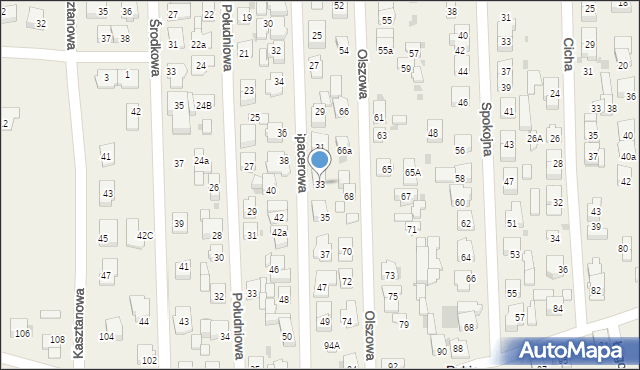 Rybie, Spacerowa, 33, mapa Rybie