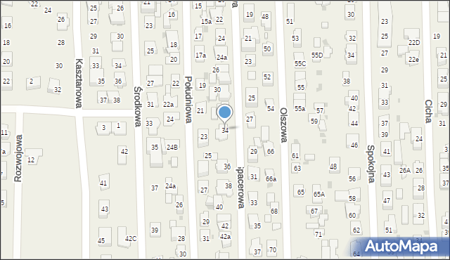 Rybie, Spacerowa, 34, mapa Rybie