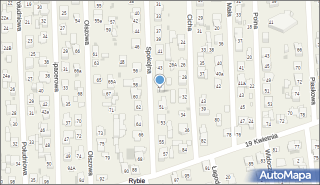 Rybie, Spokojna, 49, mapa Rybie