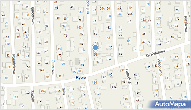Rybie, Spokojna, 55, mapa Rybie