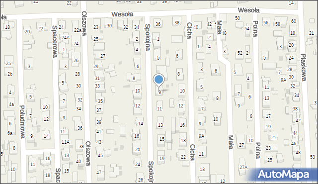 Rybie, Spokojna, 9, mapa Rybie