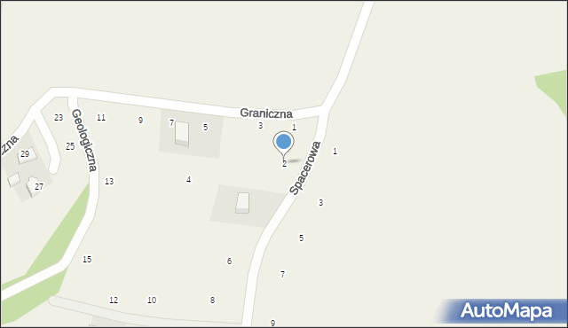 Rybna, Spacerowa, 2, mapa Rybna