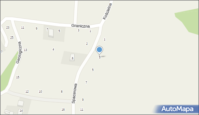 Rybna, Spacerowa, 3, mapa Rybna