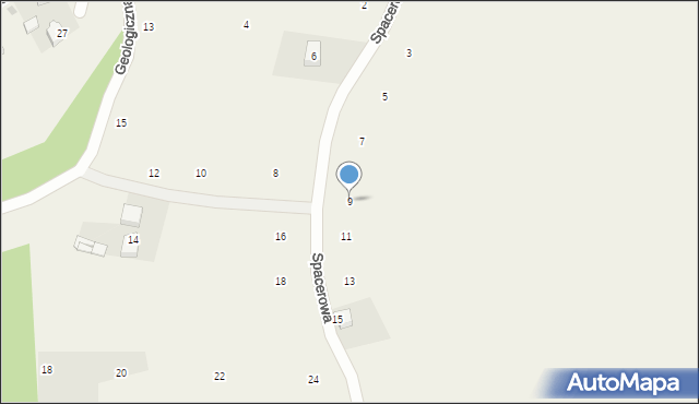 Rybna, Spacerowa, 9, mapa Rybna