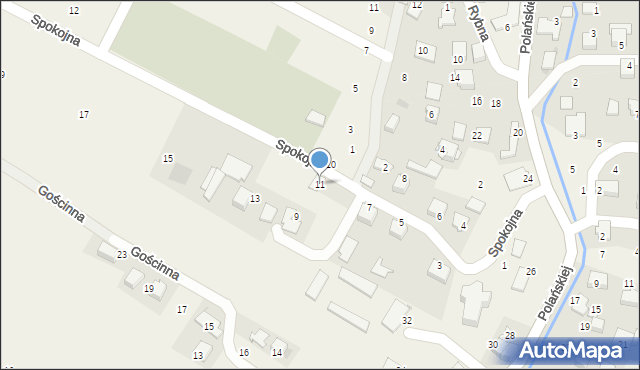 Rybna, Spokojna, 11, mapa Rybna