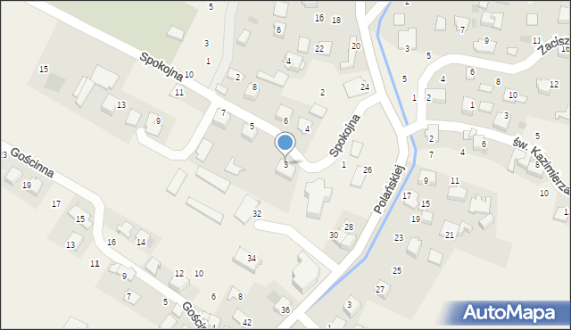 Rybna, Spokojna, 3, mapa Rybna