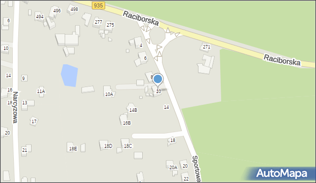 Rybnik, Sportowa, 10, mapa Rybnika