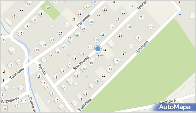 Rybno, Spacerowa, 12, mapa Rybno