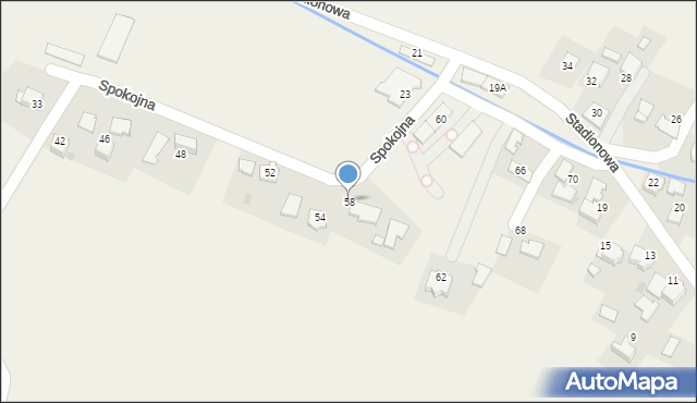 Ryczów, Spokojna, 58, mapa Ryczów