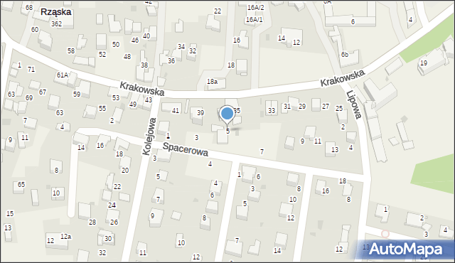 Rząska, Spacerowa, 5, mapa Rząska