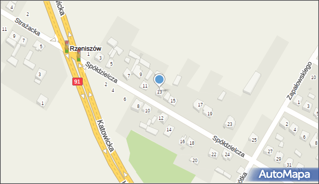 Rzeniszów, Spółdzielcza, 13, mapa Rzeniszów