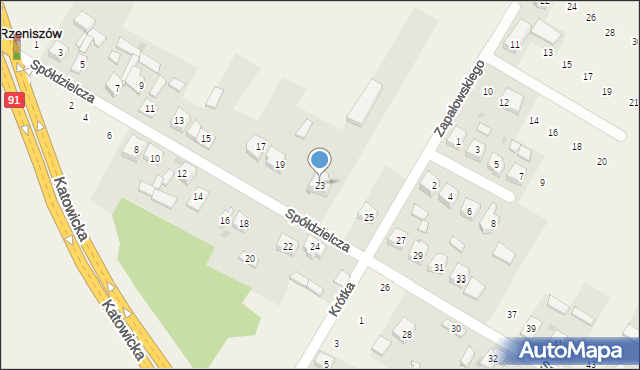 Rzeniszów, Spółdzielcza, 23, mapa Rzeniszów