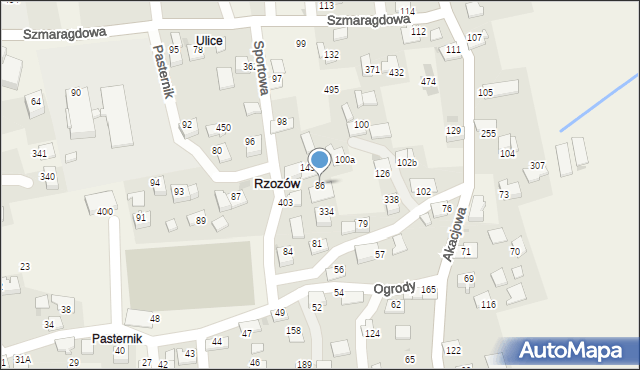 Rzozów, Sportowa, 15, mapa Rzozów