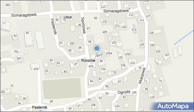 Rzozów, Sportowa, 9, mapa Rzozów