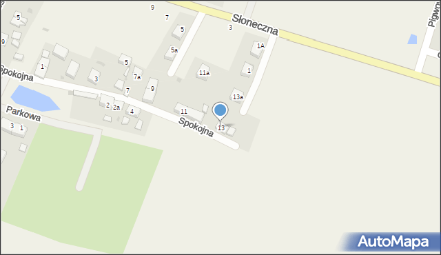 Sadków, Spokojna, 13, mapa Sadków
