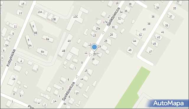 Sady, Spółdzielcza, 20, mapa Sady