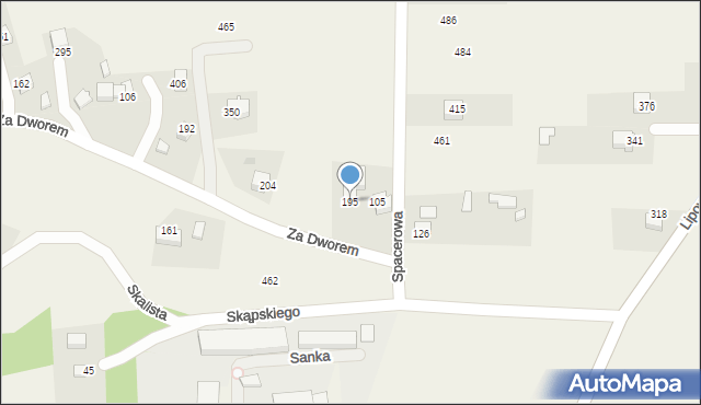 Sanka, Spacerowa, 1, mapa Sanka