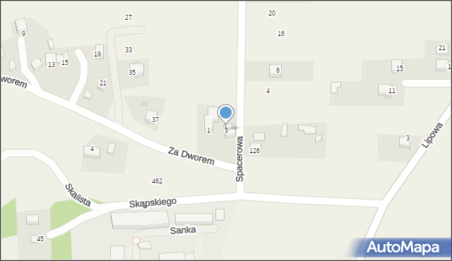 Sanka, Spacerowa, 3, mapa Sanka