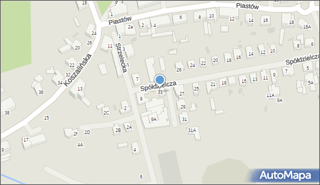 Sianów, Spółdzielcza, 33, mapa Sianów