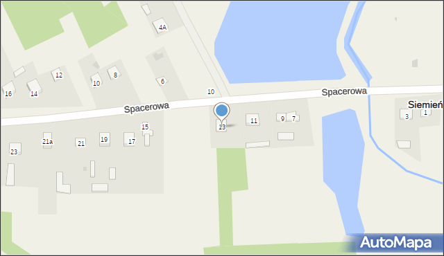 Siemień, Spacerowa, 13, mapa Siemień