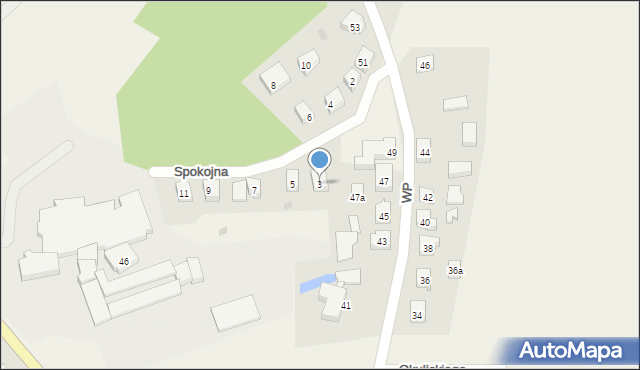 Sierakowice, Spokojna, 3, mapa Sierakowice