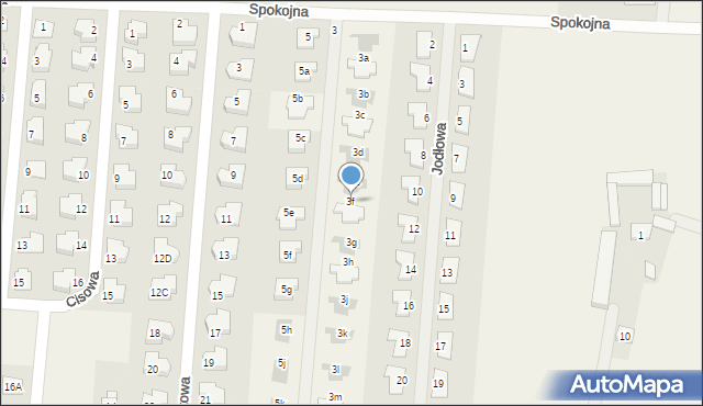Skrzeszew, Spokojna, 3f, mapa Skrzeszew