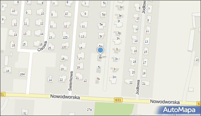 Skrzeszew, Spokojna, 5h, mapa Skrzeszew