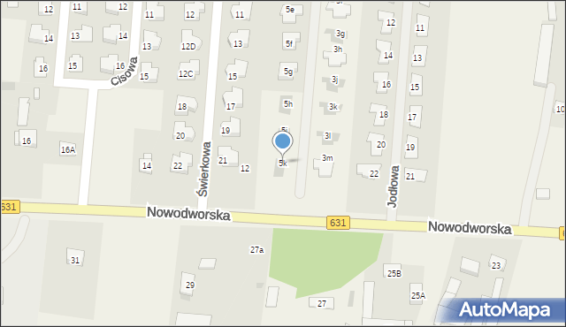 Skrzeszew, Spokojna, 5k, mapa Skrzeszew