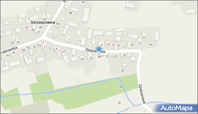 Skrzeszowice, Spacerowa, 18, mapa Skrzeszowice