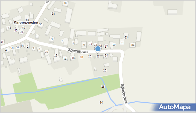 Skrzeszowice, Spacerowa, 22, mapa Skrzeszowice