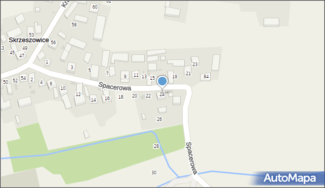Skrzeszowice, Spacerowa, 24, mapa Skrzeszowice