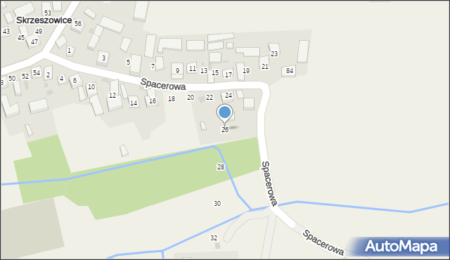Skrzeszowice, Spacerowa, 26, mapa Skrzeszowice