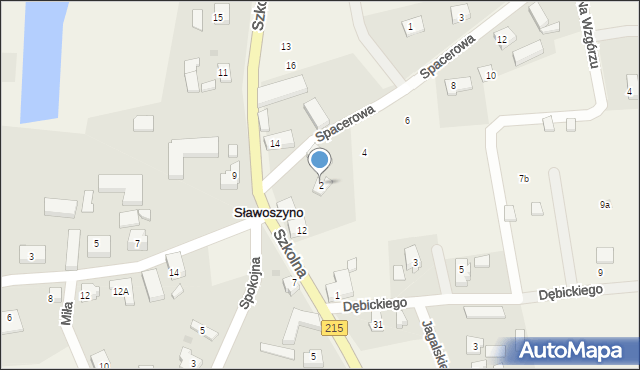 Sławoszyno, Spacerowa, 2, mapa Sławoszyno
