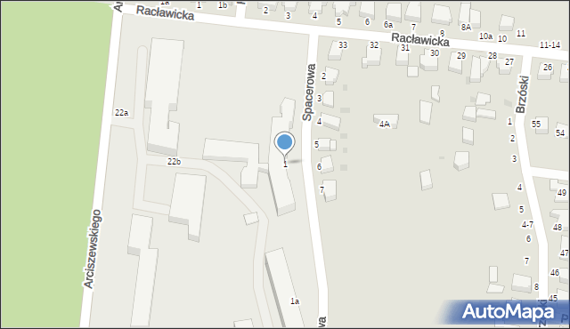 Słupsk, Spacerowa, 1, mapa Słupska