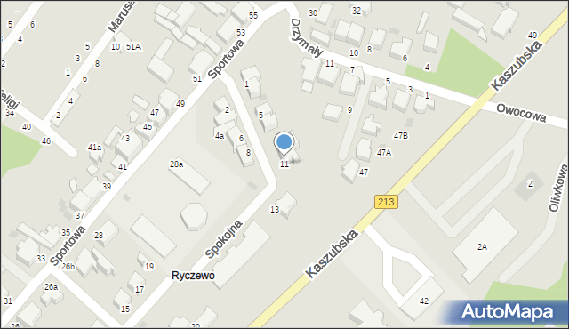 Słupsk, Spokojna, 11, mapa Słupska