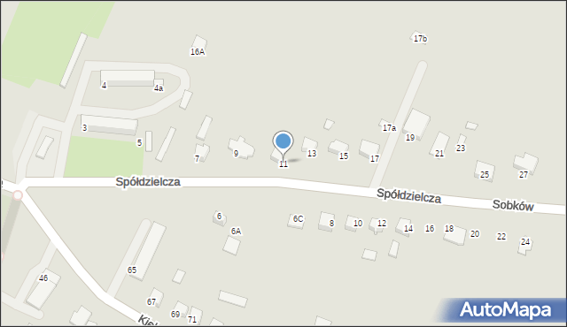 Sobków, Spółdzielcza, 11, mapa Sobków