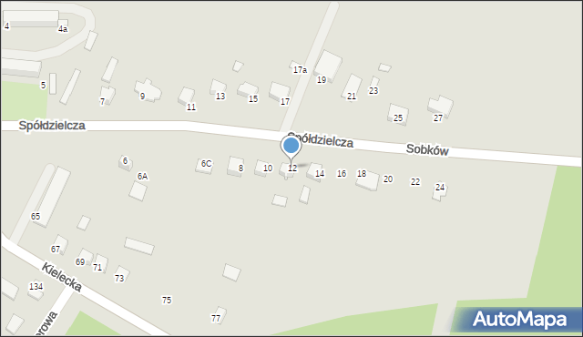Sobków, Spółdzielcza, 12, mapa Sobków