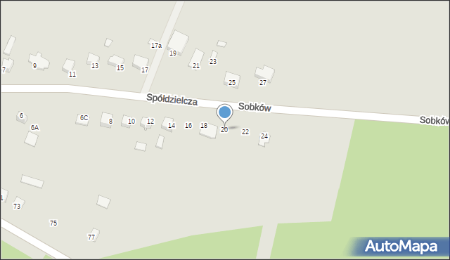Sobków, Spółdzielcza, 20, mapa Sobków