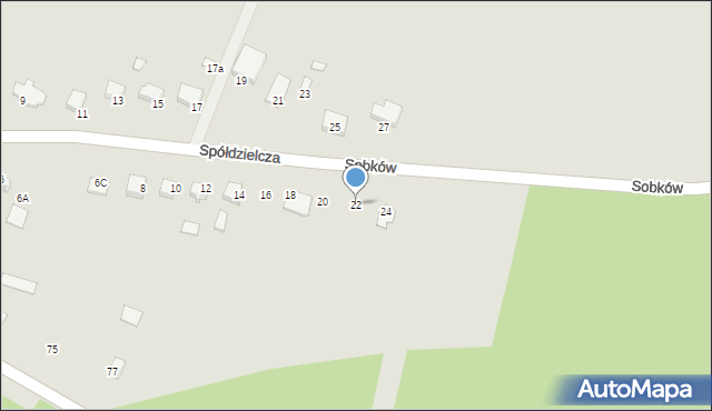 Sobków, Spółdzielcza, 22, mapa Sobków