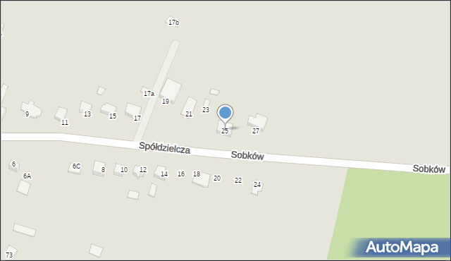 Sobków, Spółdzielcza, 25, mapa Sobków