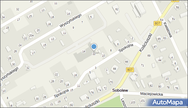 Sobolew, Spokojna, 12, mapa Sobolew