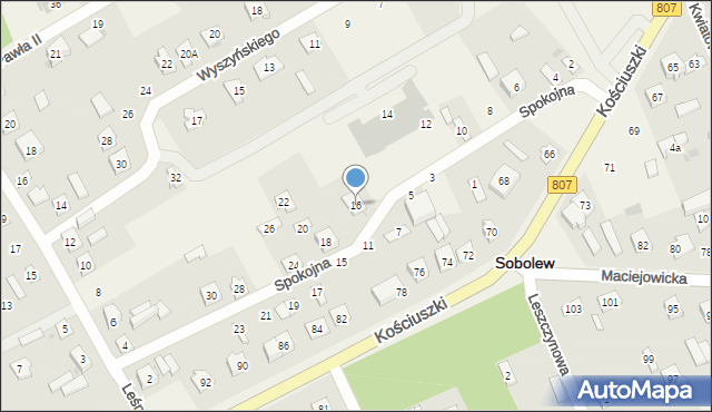 Sobolew, Spokojna, 16, mapa Sobolew