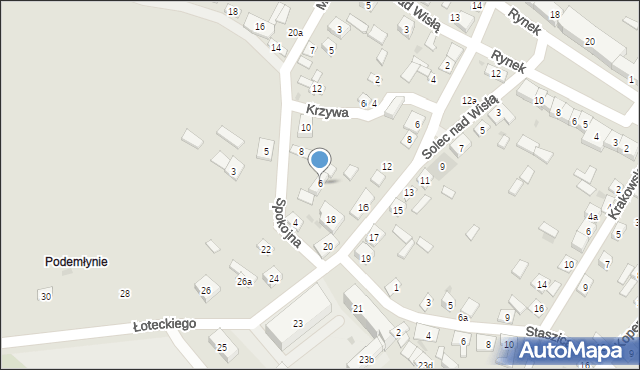 Solec nad Wisłą, Spokojna, 6, mapa Solec nad Wisłą