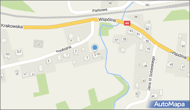 Sosnowice, Spokojna, 1, mapa Sosnowice