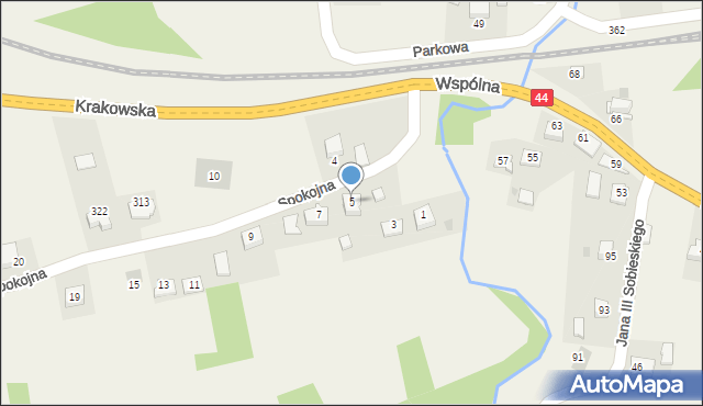 Sosnowice, Spokojna, 5, mapa Sosnowice