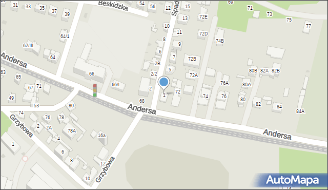 Sosnowiec, Spadzista, 1, mapa Sosnowca