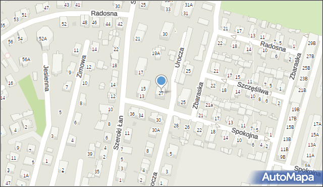 Sosnowiec, Spokojna, 27, mapa Sosnowca
